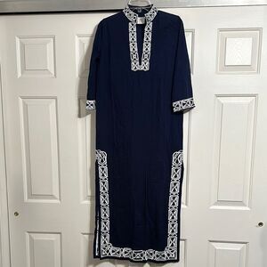 GRETCHEN SCOTT Blue & White Embroidered Caftan